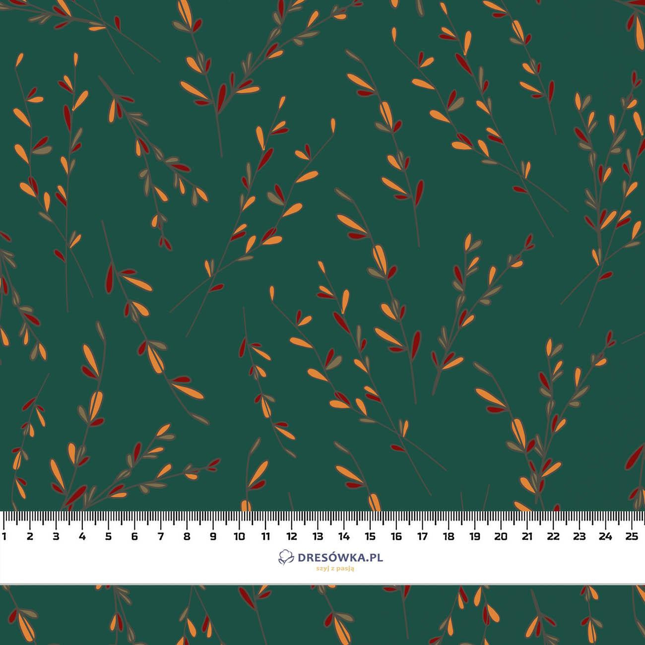 AUTUMN TWIGS / bottle green (RED PANDA’S AUTUMN) - Waterproof woven fabric
