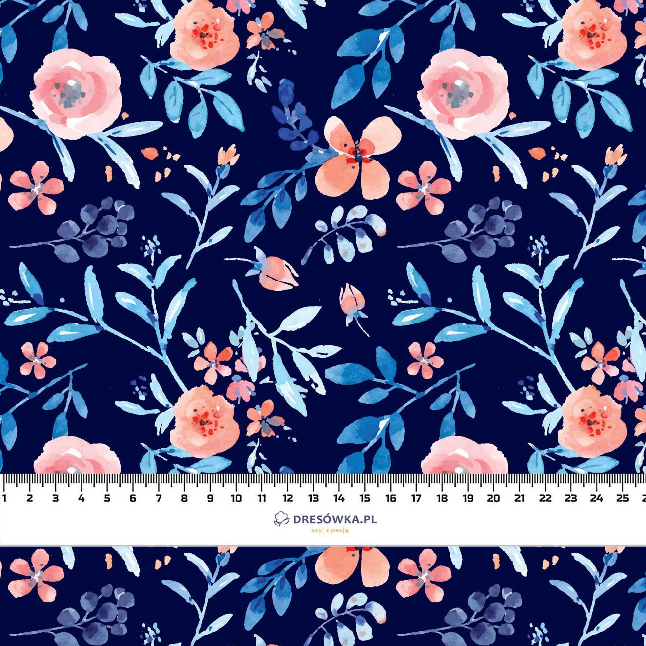 PAINTED PEONIES / navy - light brushed knitwear
