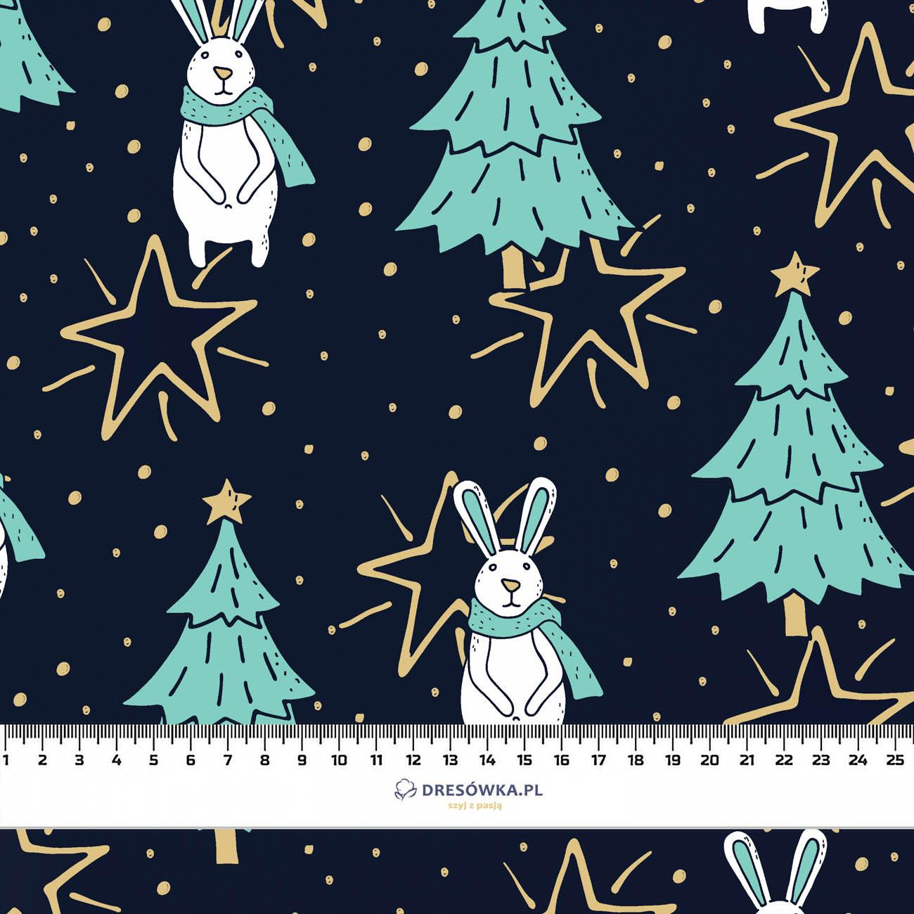 DOGS WITH CHRISTMAS TREES - looped knit fabric with elastane ITY