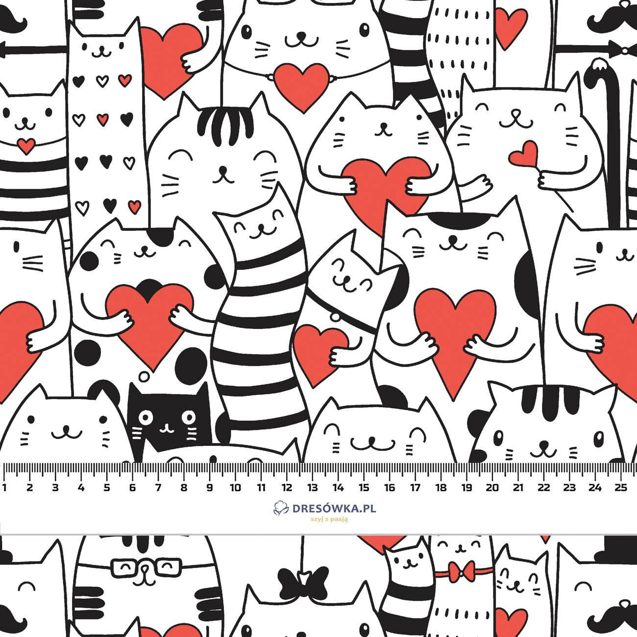 CATS IN LOVE / white - Cotton woven fabric