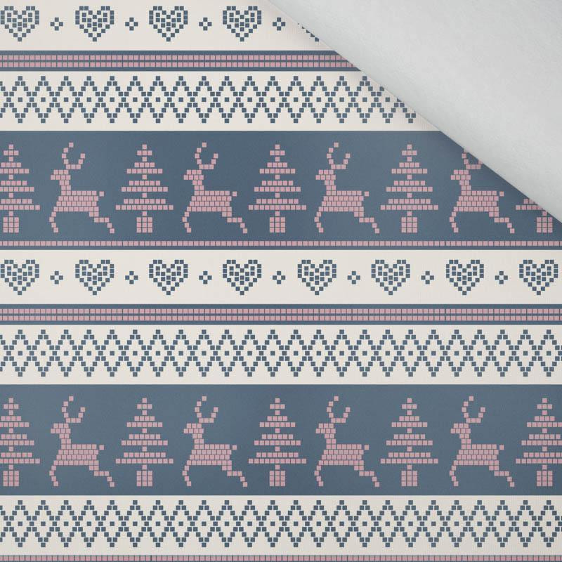 REINDEERS PAT. 3 / dark blue (NORWEGIAN PATTERNS) - brushed knitwear with elastane ITY