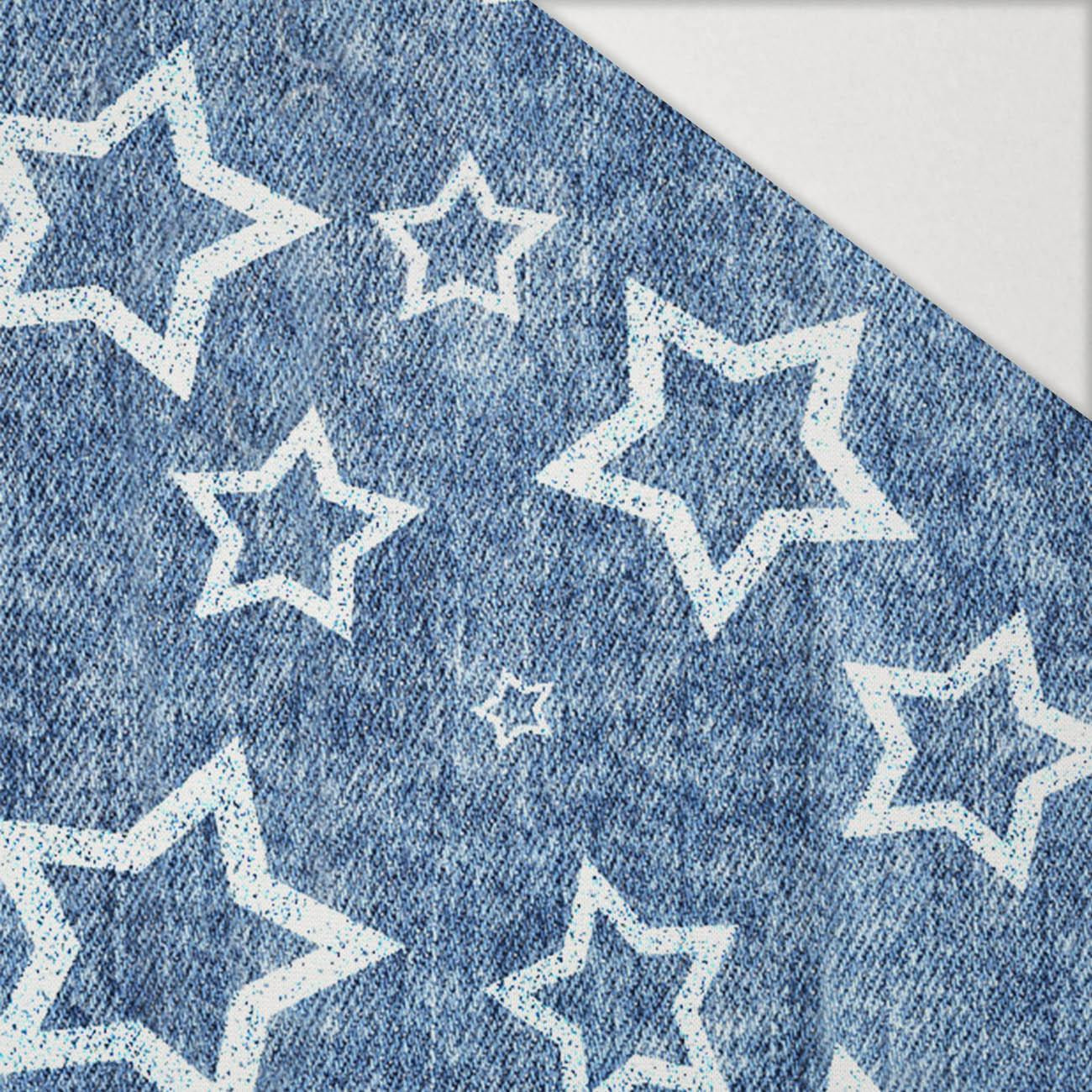 WHITE STARS (CONTOUR) / vinage look jeans dark blue - Hydrophobic brushed knit