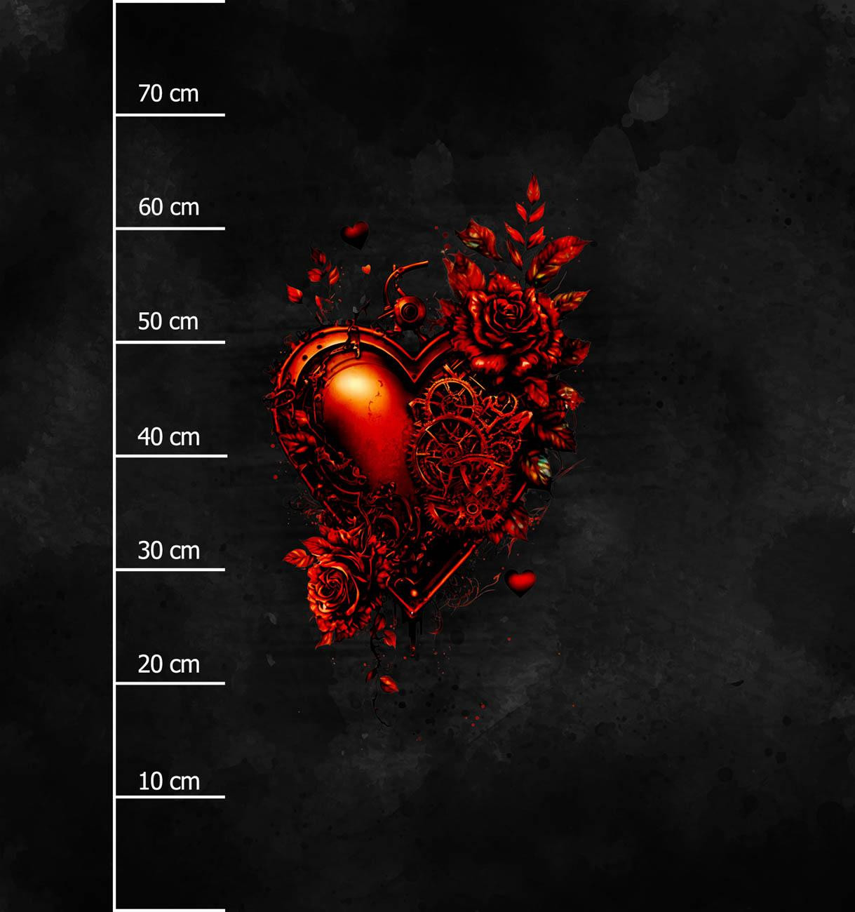 STEAMPUNK HEART - panel (75cm x 80cm) brushed knitwear with elastane ITY