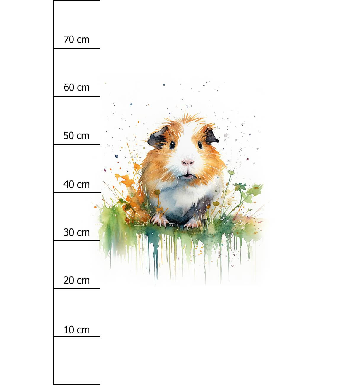 WATERCOLOR GUINEA PIG - panel (75cm x 80cm) Cotton woven fabric