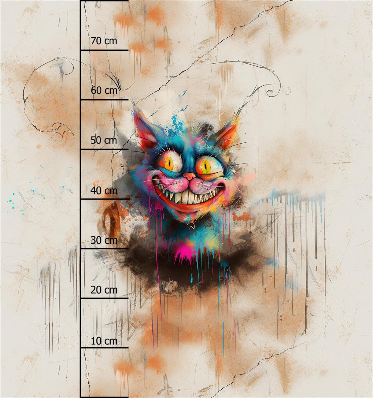 CRAZY CAT - panel (75cm x 80cm) SINGLE JERSEY PANEL