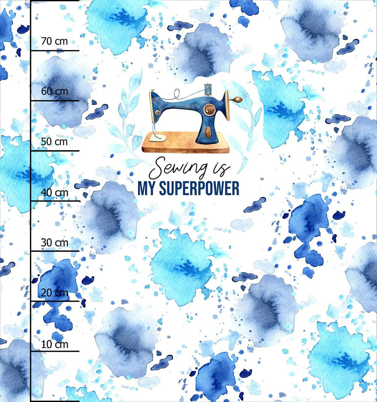 SEWING IS MY SUPERPOWER - panel (75cm x 80cm) SINGLE JERSEY ITY