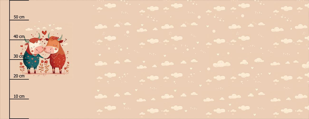 COWS IN LOVE - panoramic panel waterproof woven fabric (60cm x 155cm)