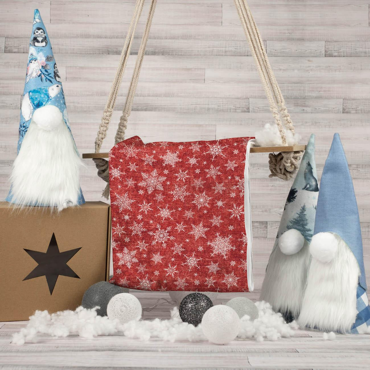 SNOWFLAKES PAT. 2 / ACID WASH RED - single jersey with elastane 