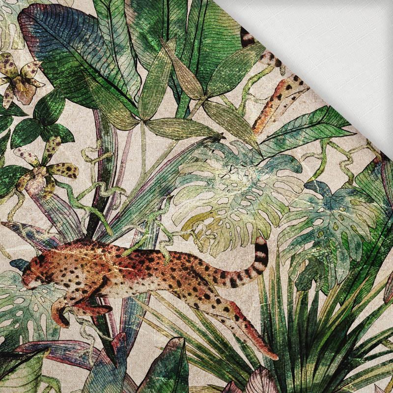 CHEETAH / leaves - Woven Fabric for tablecloths