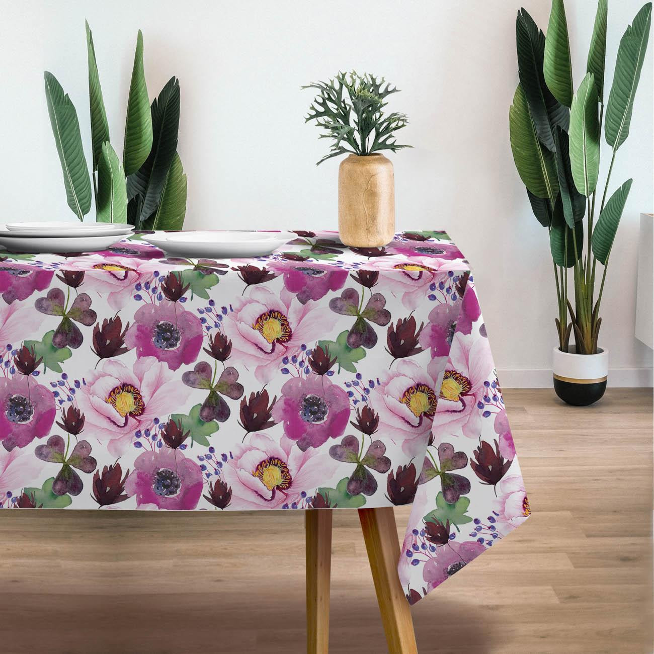 FLOWERS AND CLOVER (IN THE MEADOW) - Woven Fabric for tablecloths