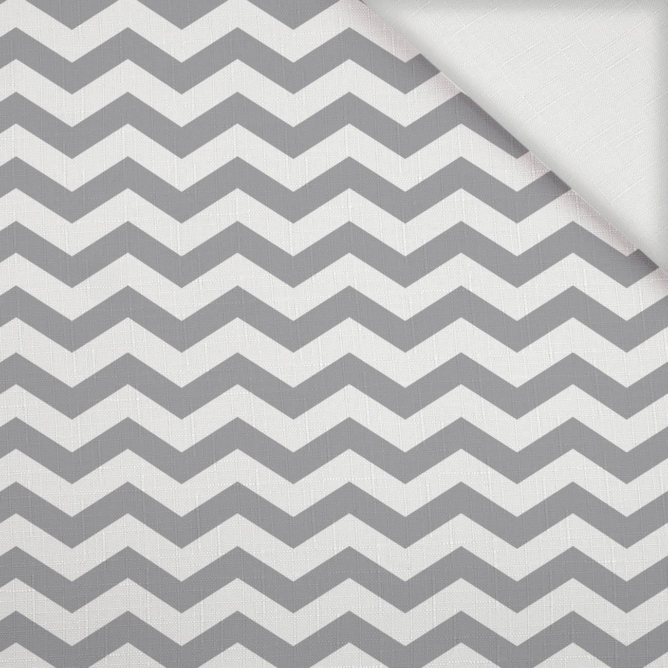 ZIGZAGS / grey - Woven Fabric for tablecloths