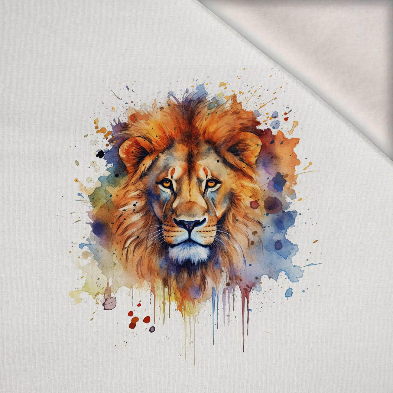 WATERCOLOR LION -  PANEL (60cm x 50cm) brushed knitwear with elastane ITY
