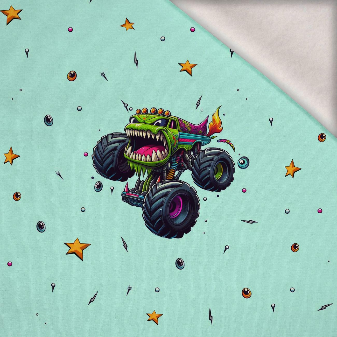 MONSTER TRUCK PAT. 3 -  PANEL (60cm x 50cm) brushed knitwear with elastane ITY