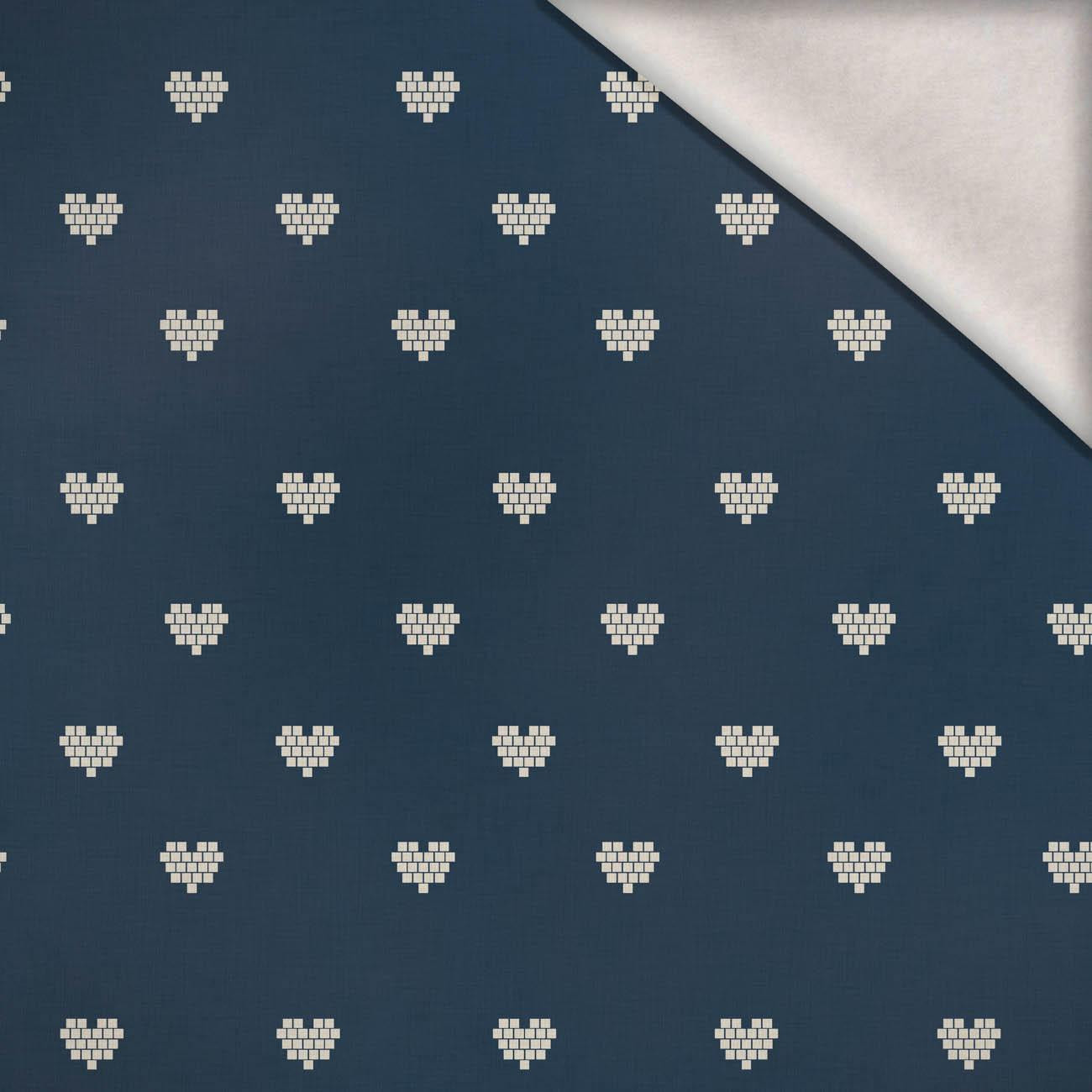 HEARTS / (acid) dark blue (NORWEGIAN PATTERNS)  - brushed knitwear with elastane ITY