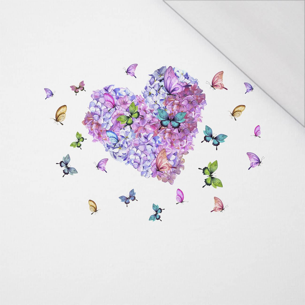 HEART / Flowers and butterflies - panel (75cm x 80cm) SINGLE JERSEY PANEL