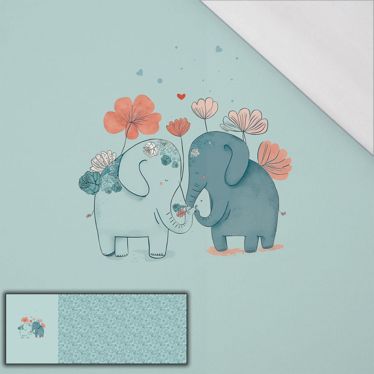 ELEPHANTS IN LOVE - SINGLE JERSEY PANORAMIC PANEL (60cm x 155cm)