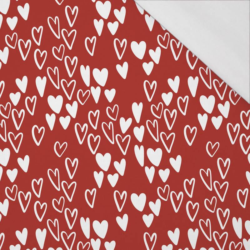 BUBBLE HEARTS / RED (BIRDS IN LOVE) - single jersey with elastane 