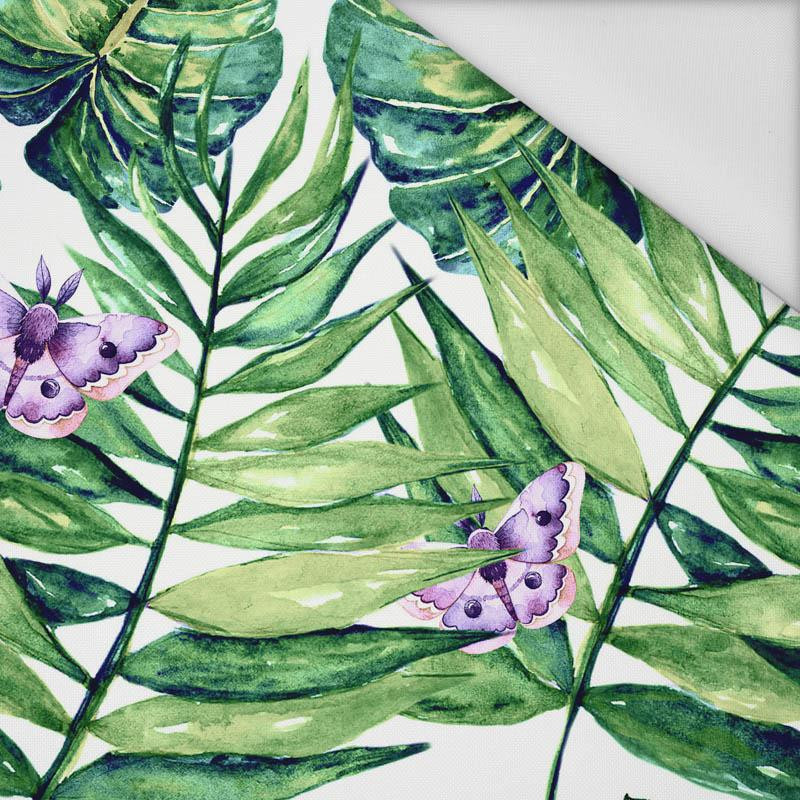 LEAVES AND INSECTS PAT. 4 (TROPICAL NATURE) / white - Waterproof woven fabric