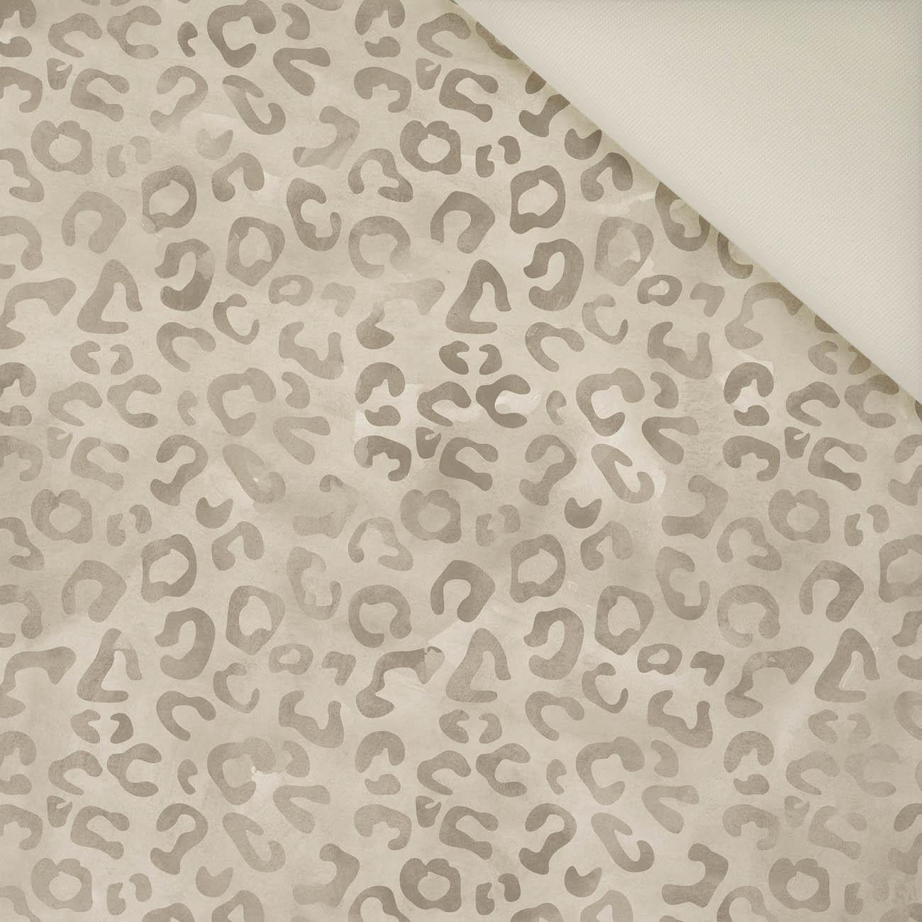 SPOTS / BEIGE (SNOW LEOPARDS)- Upholstery velour 