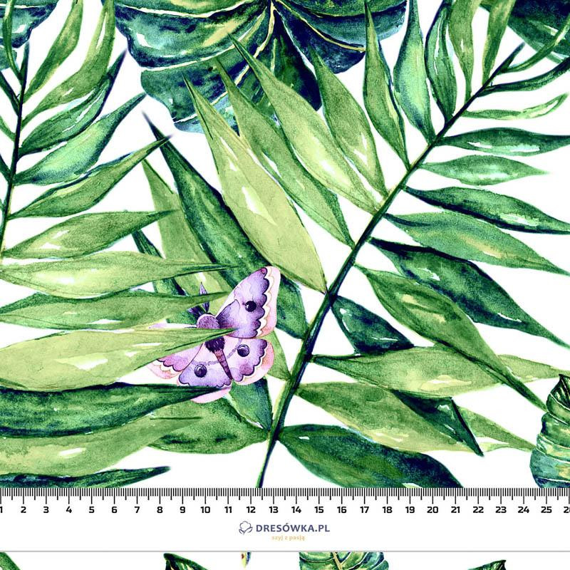 LEAVES AND INSECTS PAT. 4 (TROPICAL NATURE) / white - Waterproof woven fabric