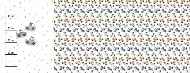 COLORFUL CARS pat. 3 (CITY BEARS) - SINGLE JERSEY PANORAMIC PANEL 