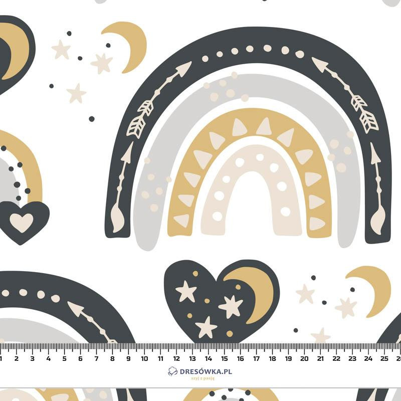 VALENTINE'S RAINBOW pat. 3 / white (RAINBOWS AND HEARTS) - single jersey with elastane 