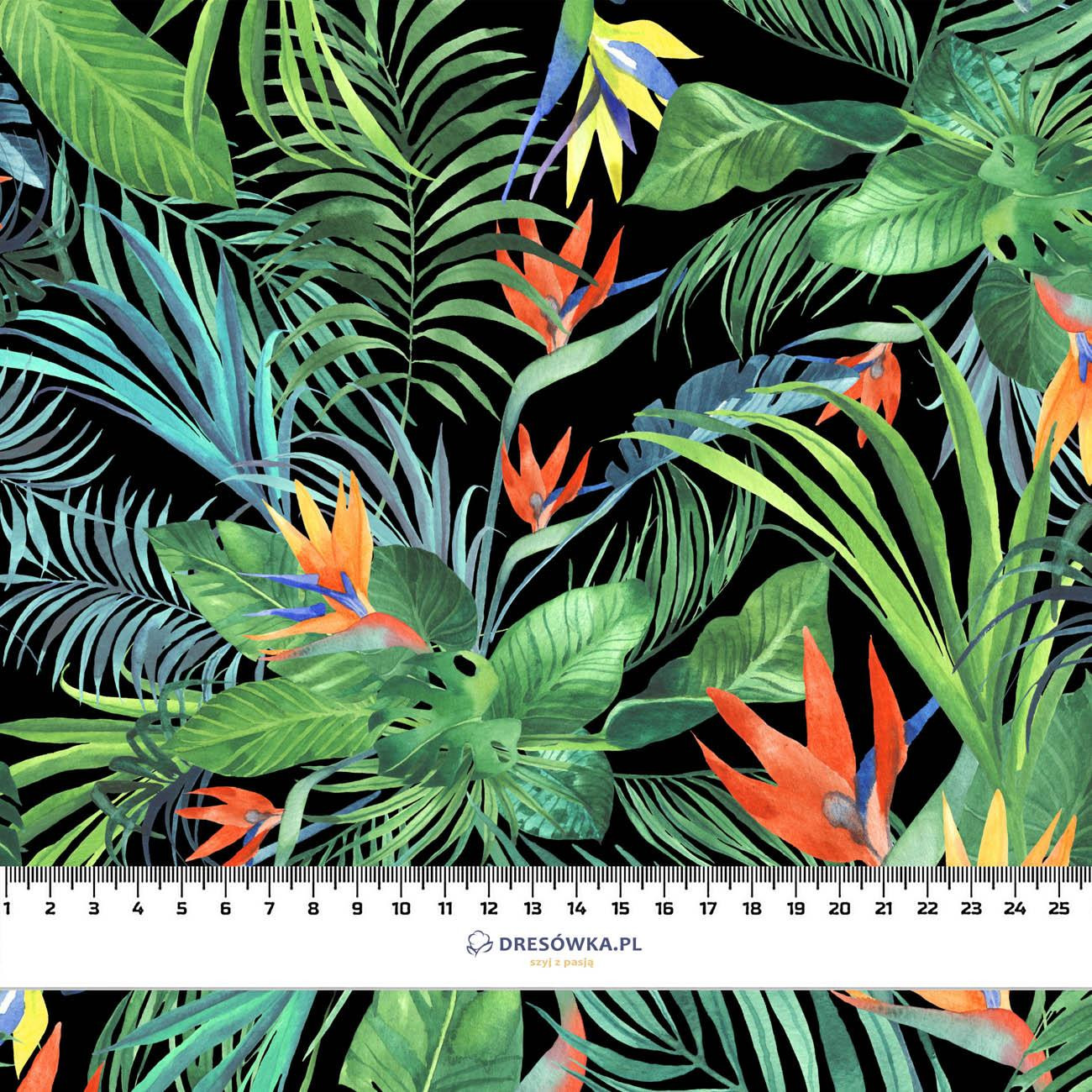 PALM LEAVES pat. 3 / green- single jersey with elastane