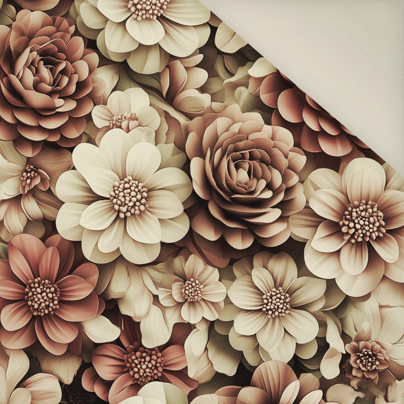 FLOWERS WZ.3/ Mocha Mousse - Upholstery velour 