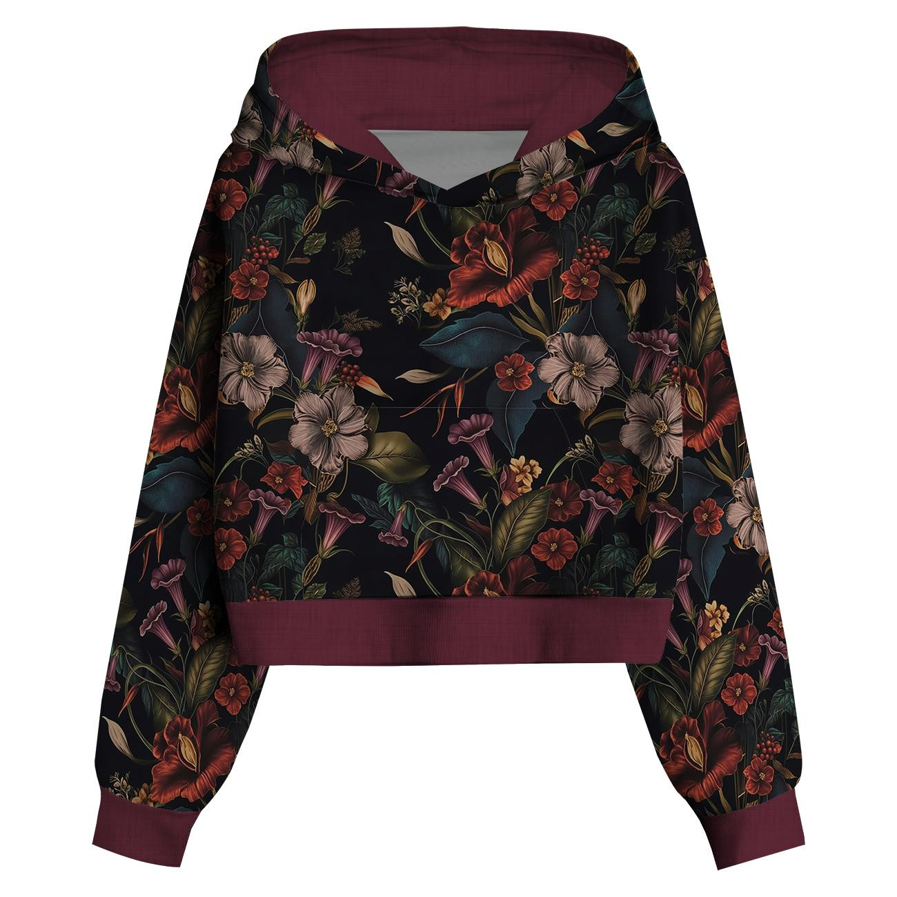 Cropped hoodie (IDA) - FLOWERS wz.62 - sewing set