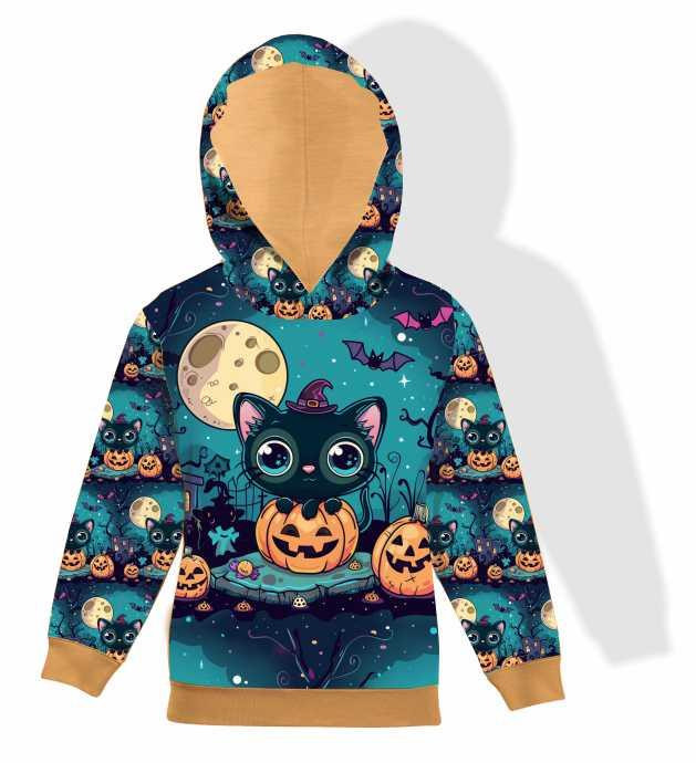 HALLOWEEN CAT MOON - panel (60cm x 50cm) Cotton woven fabric