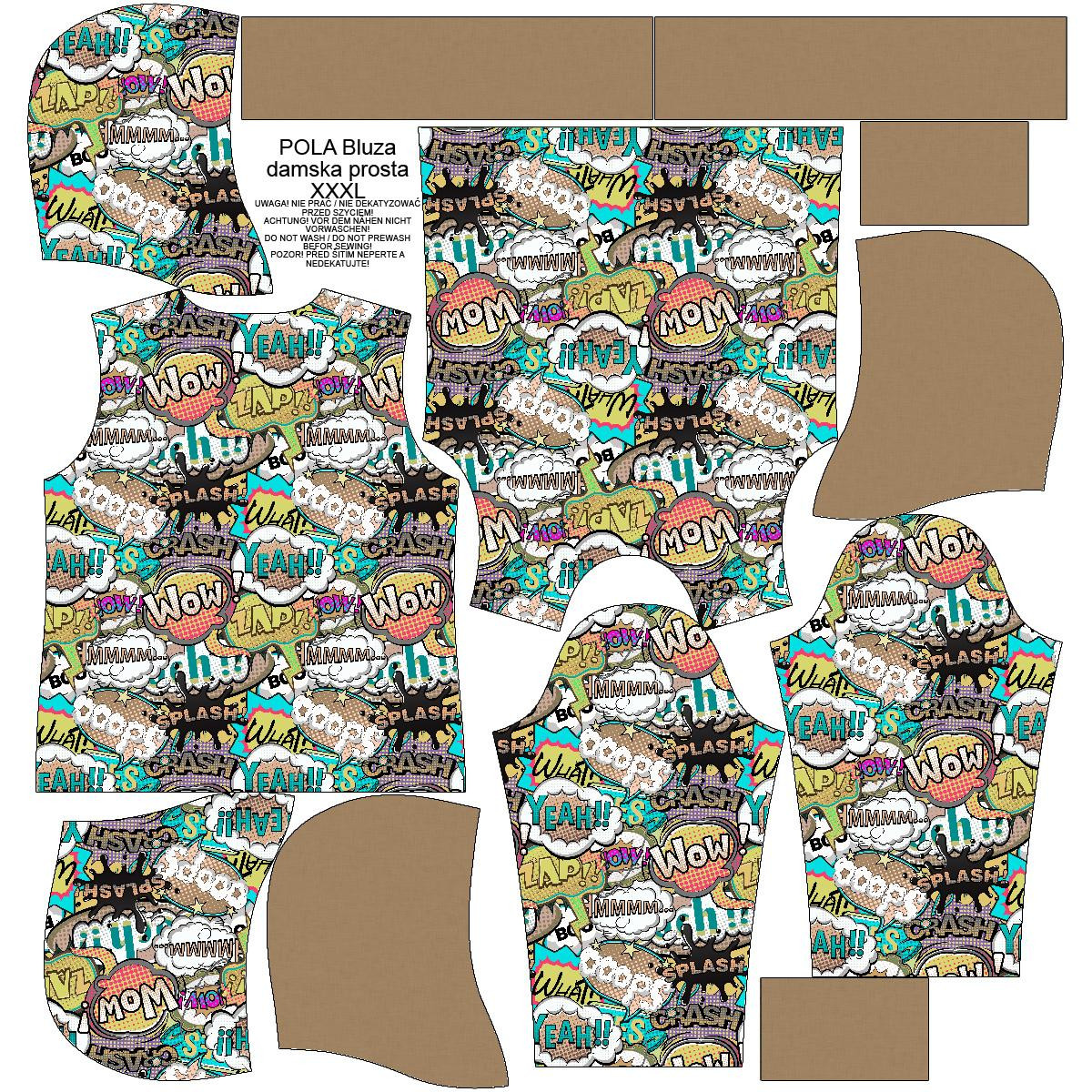 CLASSIC WOMEN’S HOODIE (POLA) - COMIC BOOK (colorful) - looped knit fabric 