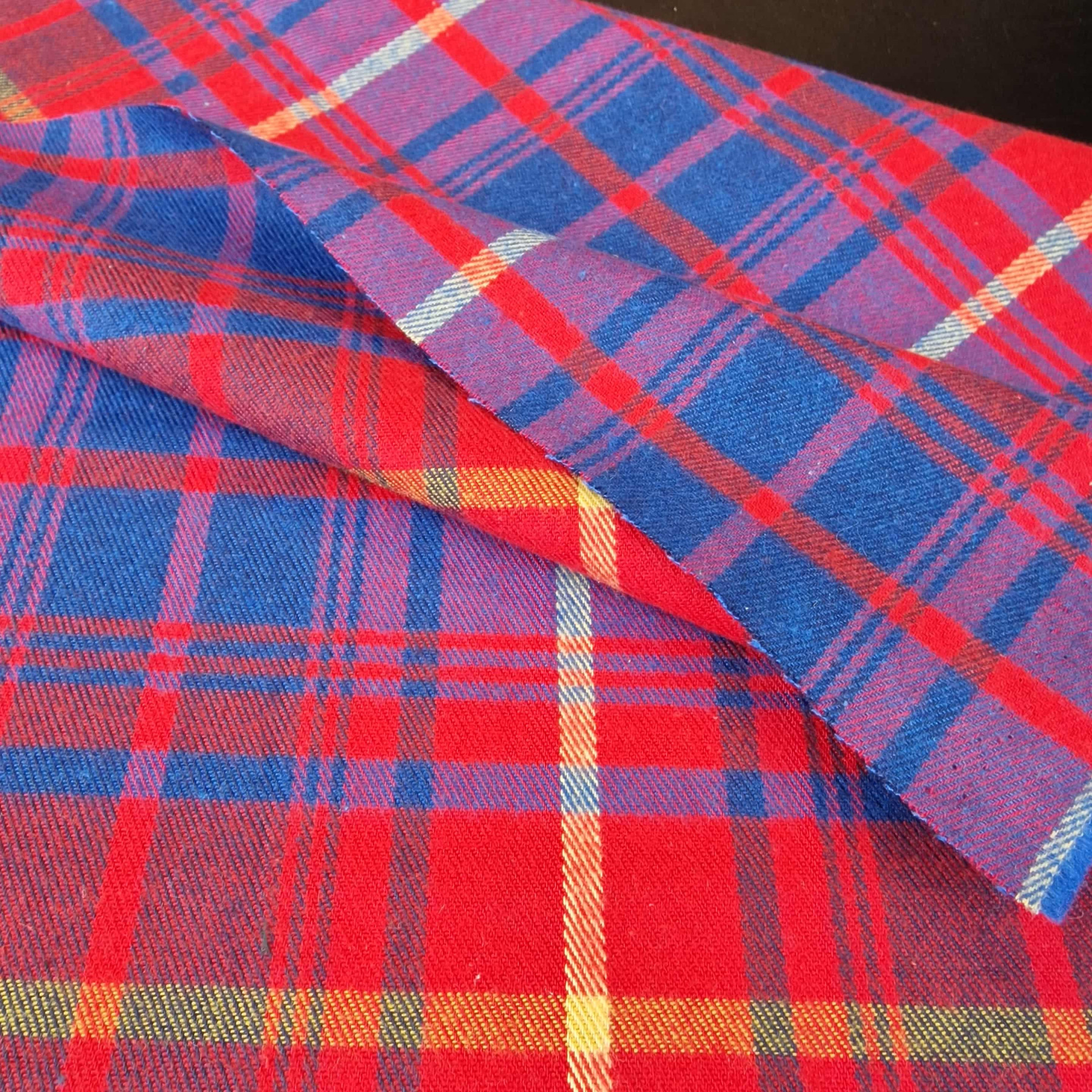 Premium Cotton Flannel - Red and Blue Tartan Plaid
