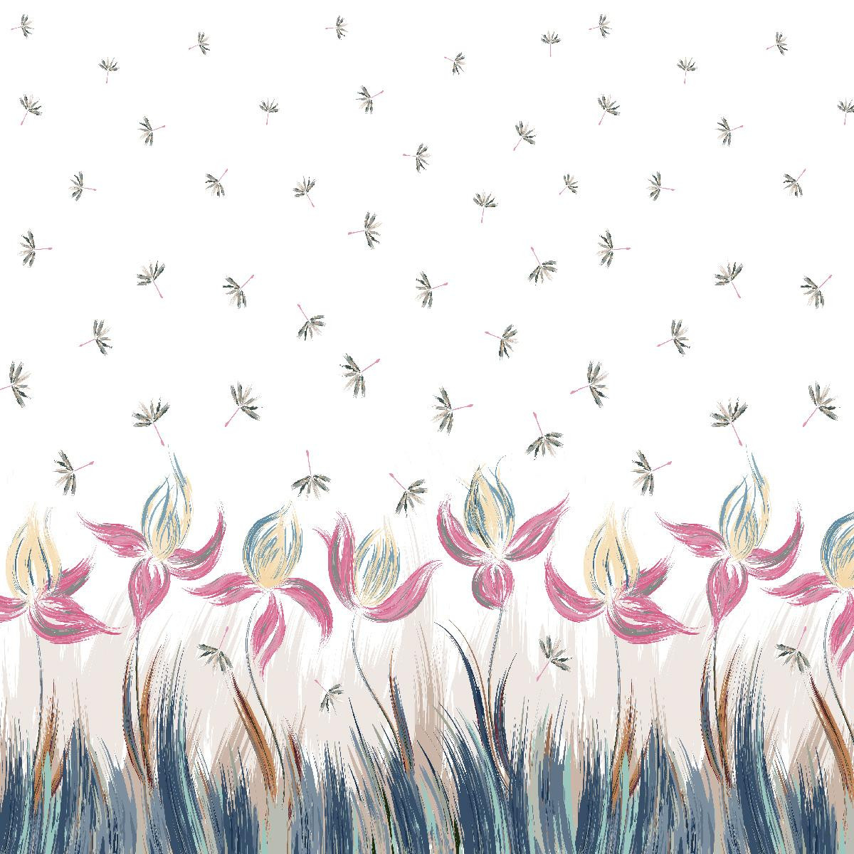 FLOWERS (pattern no. 4) / white - dress panel TE210