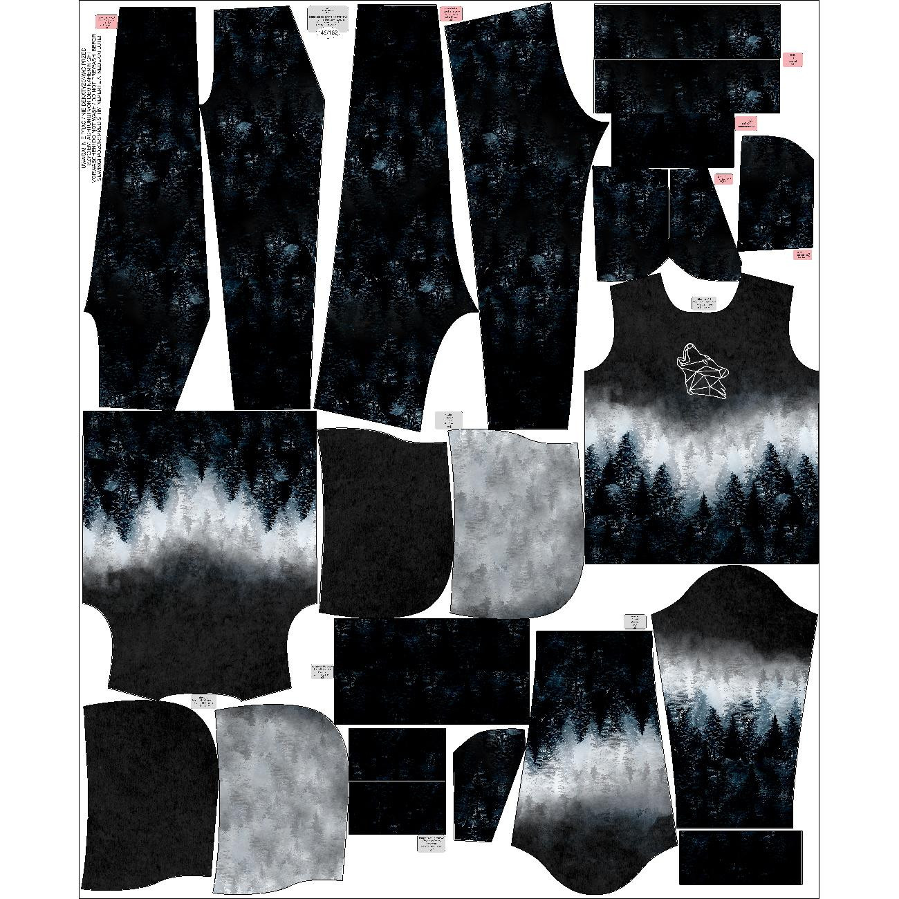 Children's tracksuit (OSLO) - FORREST OMBRE (WINTER IN THE MOUNTAIN) - sewing set