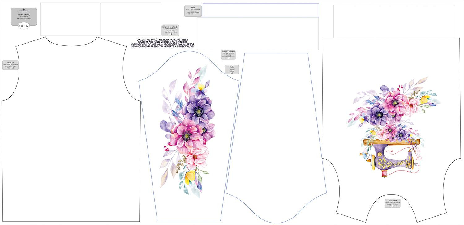CHILDREN'S (NOE) SWEATSHIRT - SEWING MACHINE AND FLOWERS - sewing set