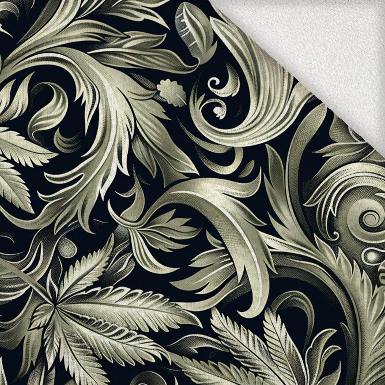 Hemp leaves WZ. 2  - Woven Fabric for tablecloths