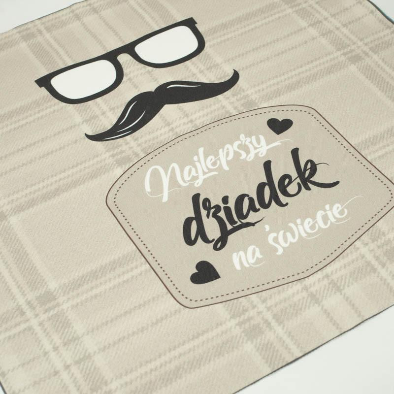 CUSHION PANEL - Najlepszy Dziadek na Świecie/ english check- beige- HOME DECOR PREMIUM 