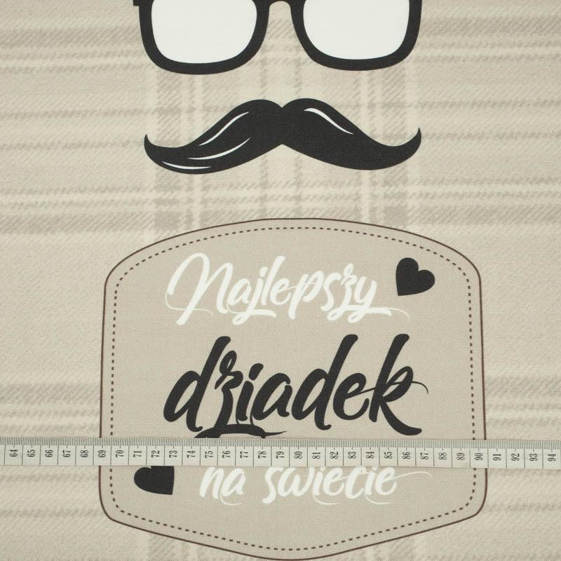 CUSHION PANEL - Najlepszy Dziadek na Świecie/ english check- beige- HOME DECOR PREMIUM 