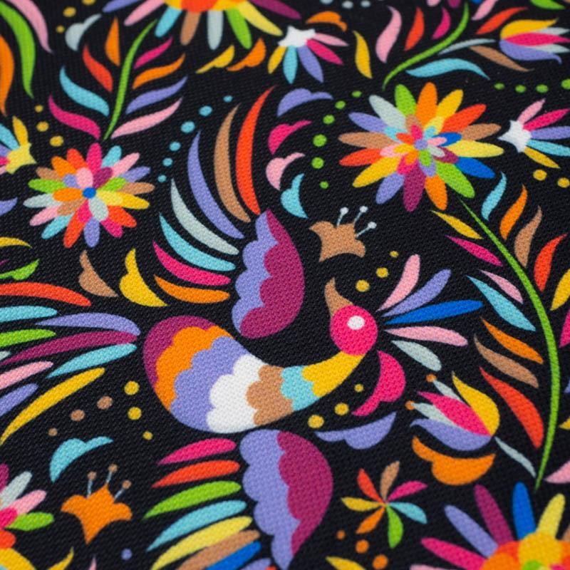 FOLK ROOSTERS / black - Waterproof woven fabric