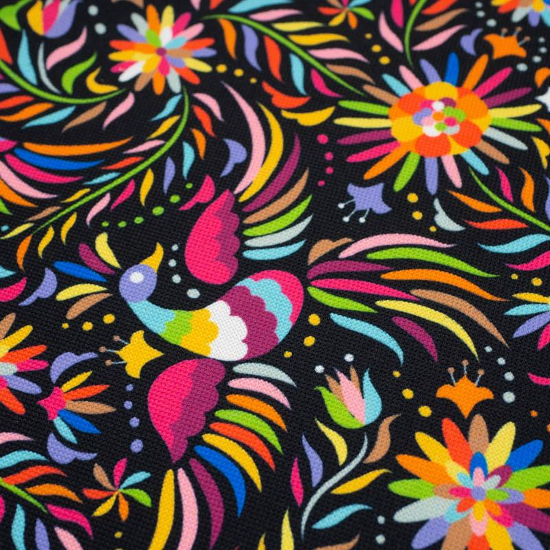 FOLK ROOSTERS / black - Waterproof woven fabric