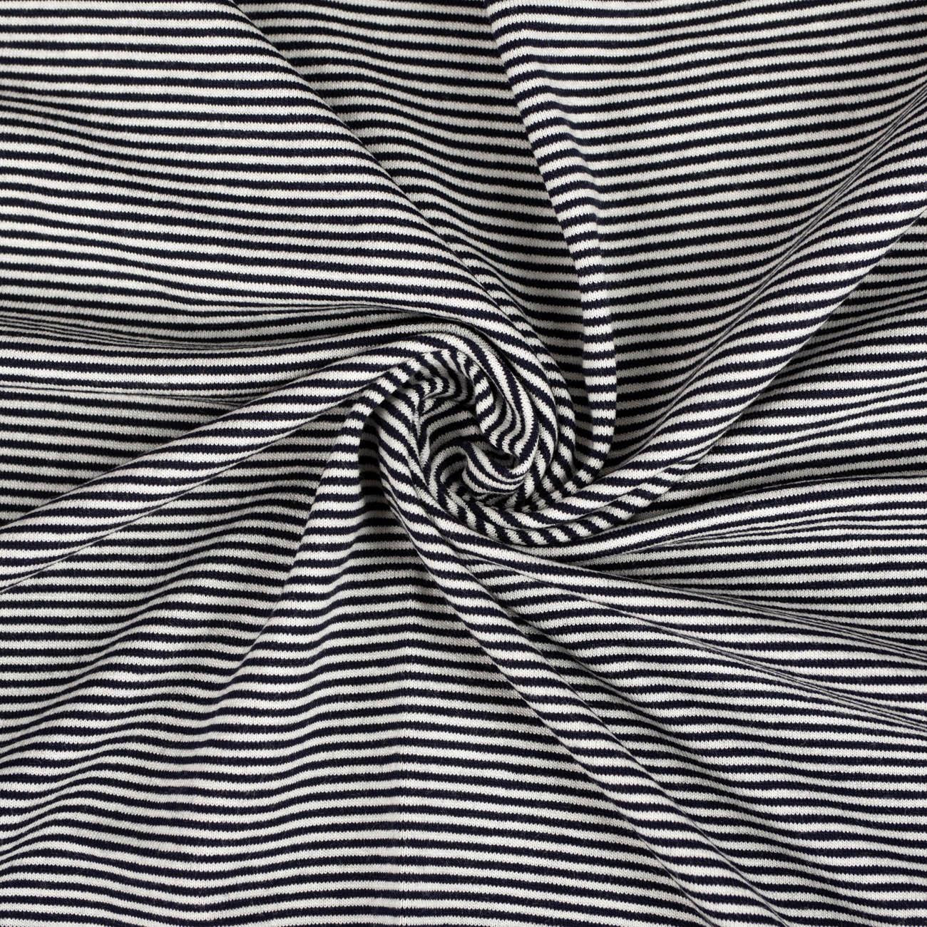 STRIPES DARK BLUE / WHITE 0,2cm x 0,2cm - Viscose jersey