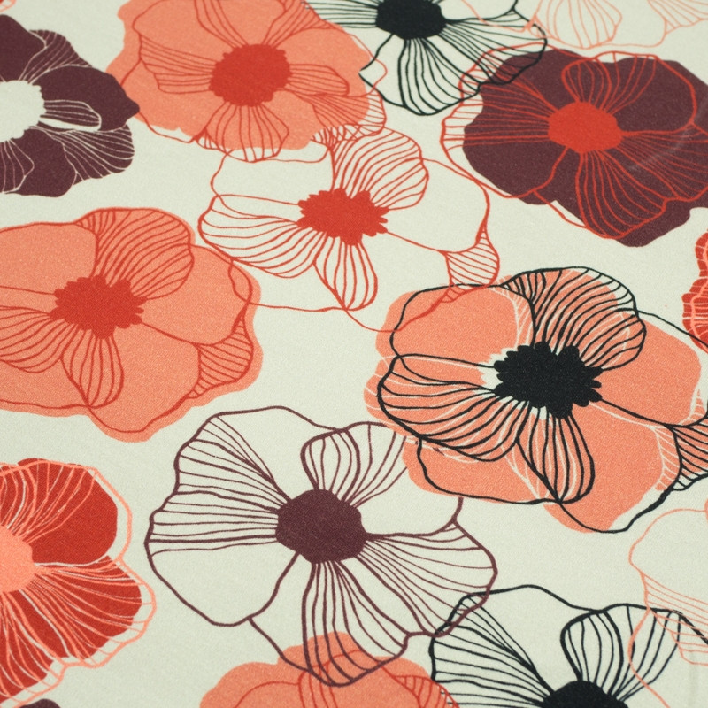 RETRO PANSIES / peach - Viscose jersey WE210