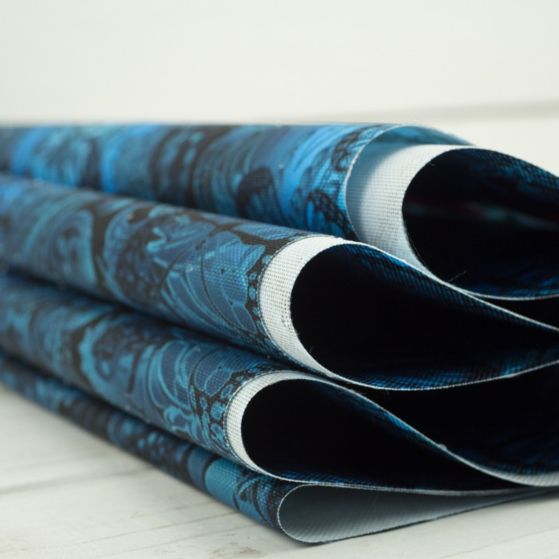 LACE BUTTERFLIES / blue - Waterproof woven fabric