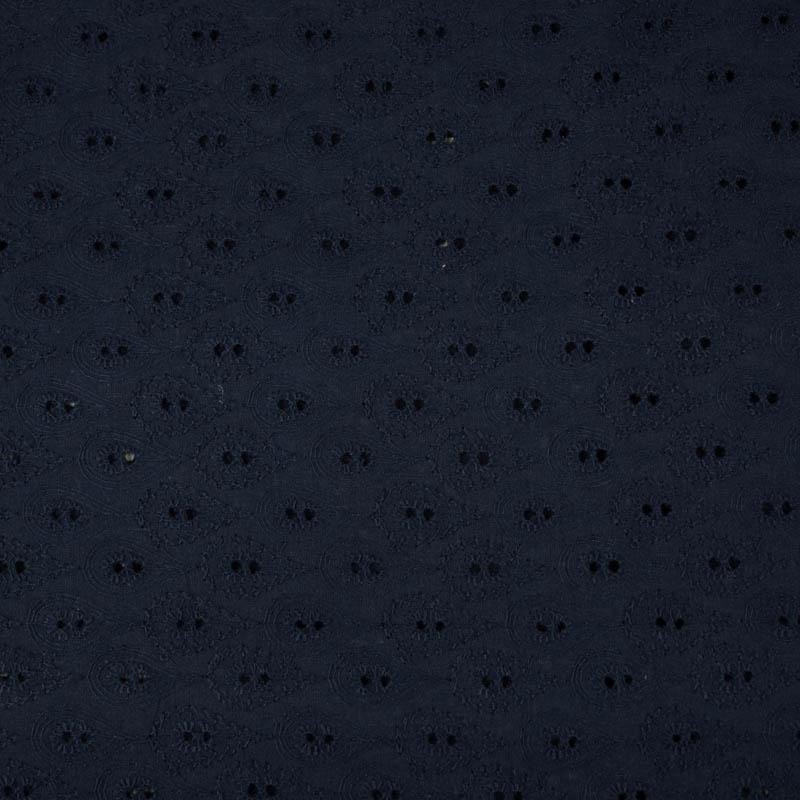 DROPS / navy - Embroidered cotton fabric