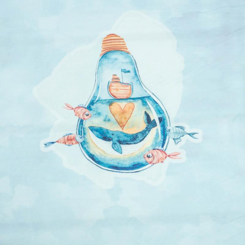 WHALE IN A BULB pat.1 (MAGIC OCEAN) - SINGLE JERSEY PANORAMIC PANEL (60cm x 155cm)