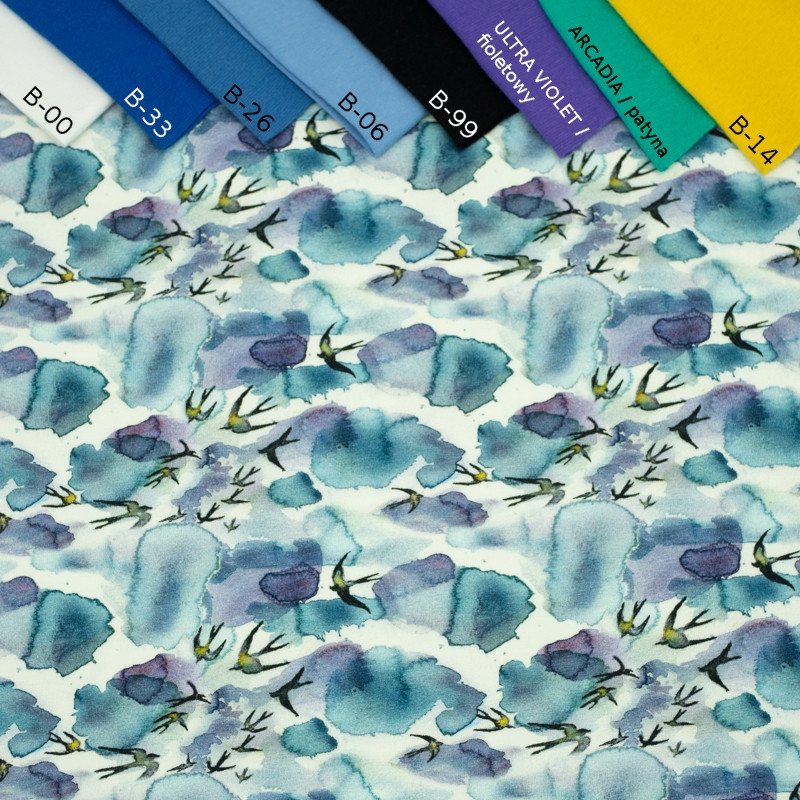 WATERCOLOR SWALLOWS - Viscose jersey WE210
