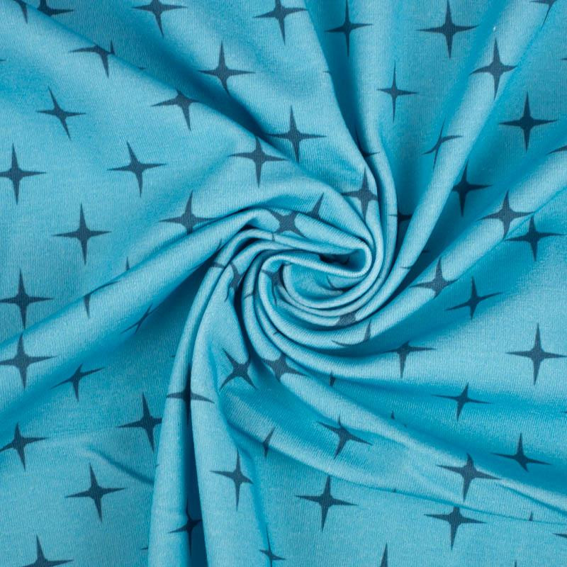 FIRST STAR ( dark blue ) / turquoise - single jersey with elastane 