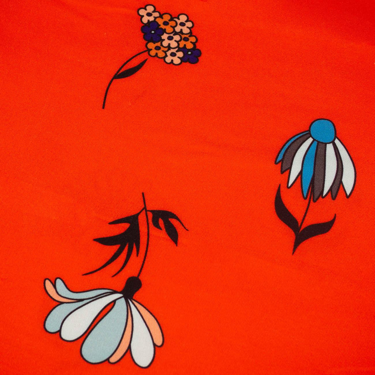 PAINTED FLOWERS / red - viscose woven fabric