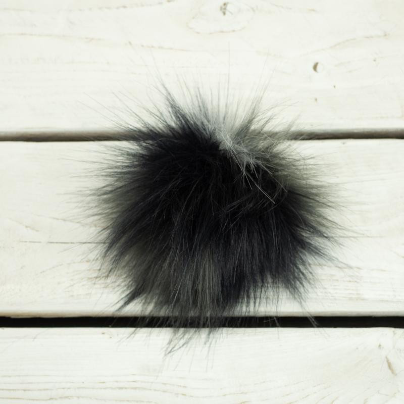 Eco fur pompom 12cm - black-grey-white