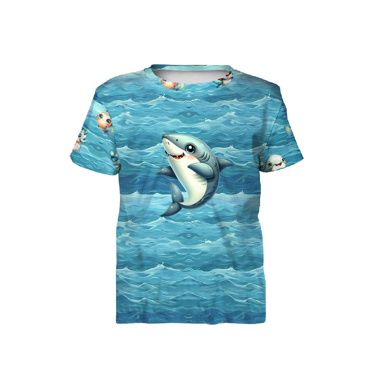 SHARK (SEA ANIMALS pat. 1) - panel (60cm x 50cm) Cotton woven fabric